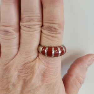 Vintage Sterling‎ and carnelian ring 9.5